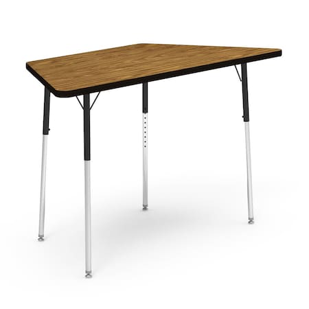 Virco 25.81 in. W, 60 in. L, 22-30 in. H, Medium Oak Top / Black Edge 48TRAP60